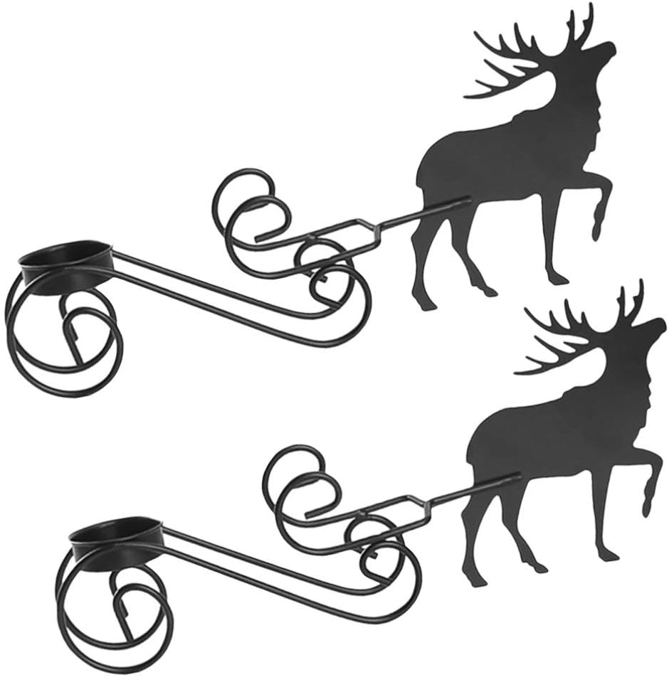 SOLUSTRE 1set Christmas Elk Candle Holders Iron Candlesticks Festive Decoration for Home Unique Centerpiece for Holiday Parties and Gatherings