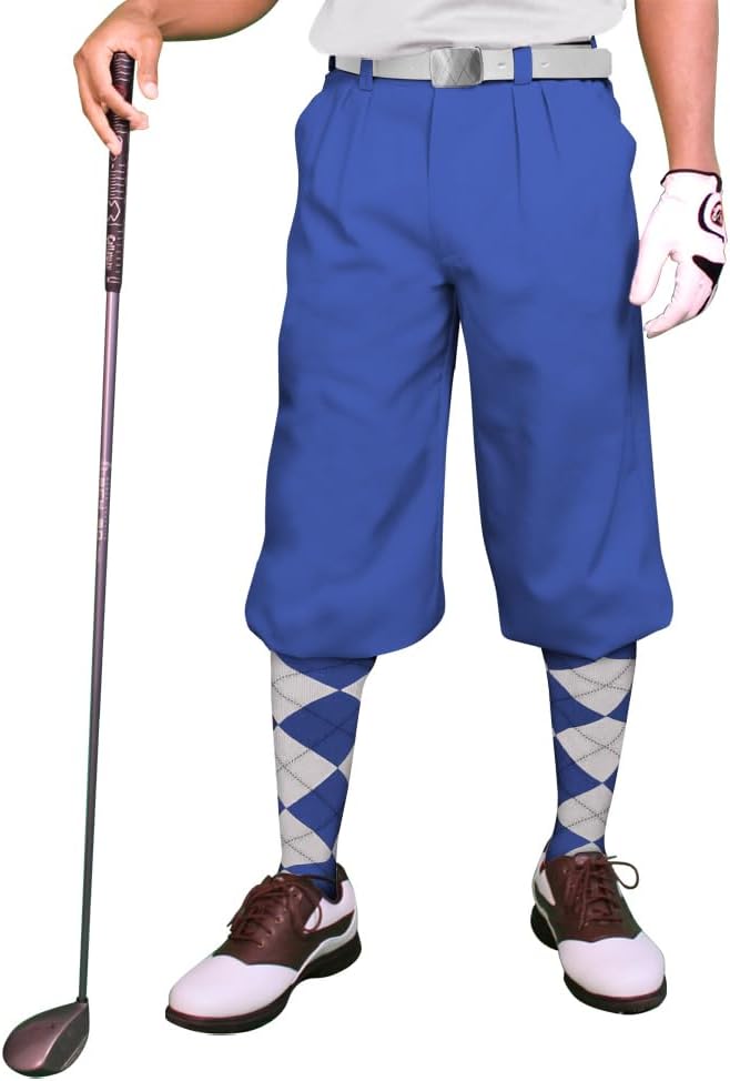 Golf Knickers Royal Blue Microfiber (Plus Fours) for Men