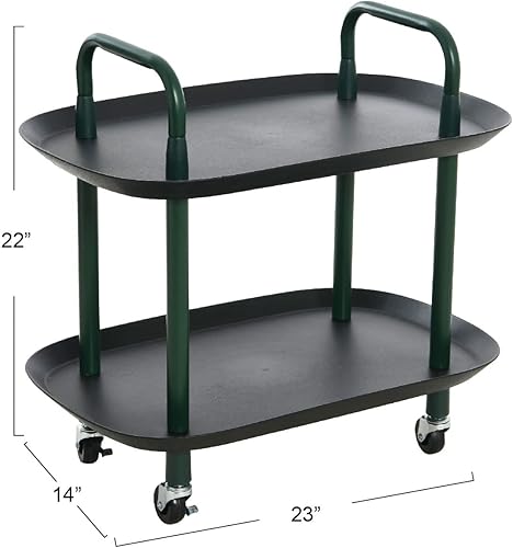 Vista 53 de Main + Mesa Carrito moderno de plástico y metal de 3 niveles, blanco y marrón