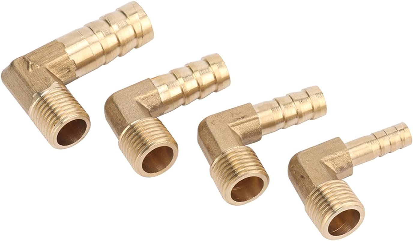 Garden Plumbing 3Pcs Brass Hose Fitting Elbow 6mm 8mm 10mm 12mm Tail to 1/4" BSP Male Thread Water Pipe Fitting Connector Fitting (Color : 6mm)
