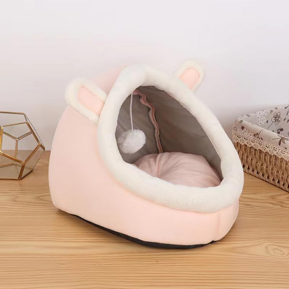 NatureMan Cat Beds for Indoor,Cat House with Hanging Cat Ball toy,Kitten Tent House Removable Cotton Pad,Warm and Soft Pet Cat Supplies Kitten Small Dogs Pet Bed (Pink - Image 4