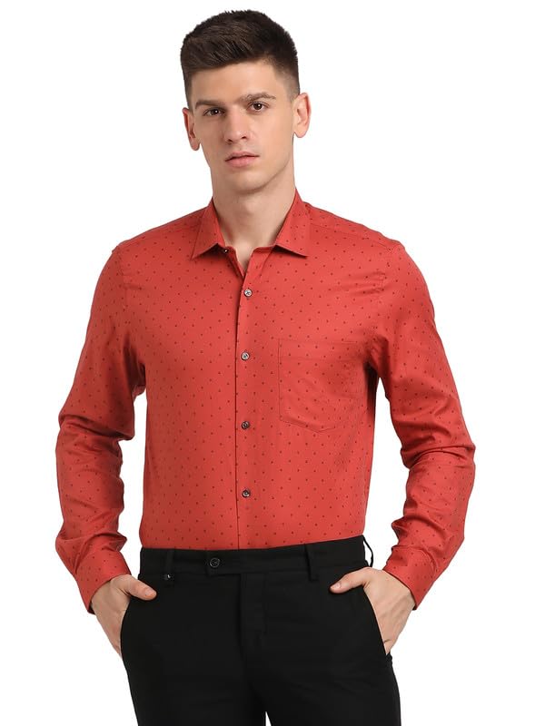 Chemise formelle Turtle rouge en coton ajustée, le choix idéal du bureau aux grandes occasions