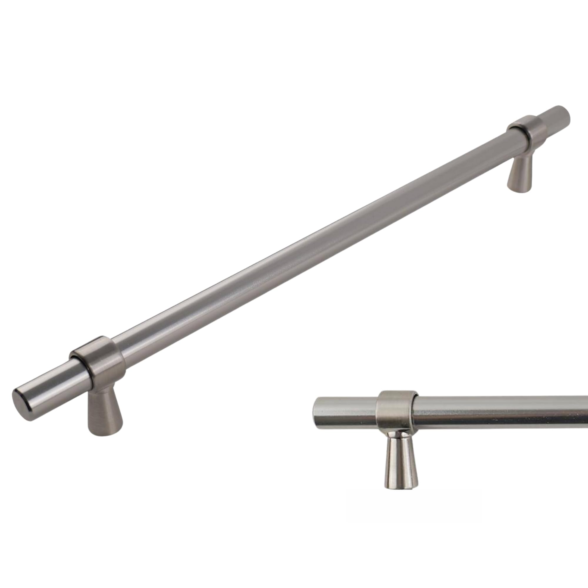 keypak 10 Pack Smooth T-Bar Cabinet Handles, 96mm Hole Centres, Satin Nickel - Modern Drawer Pulls for Kitchen Cupboards, Wardrobe Doors, Dresser — image 1