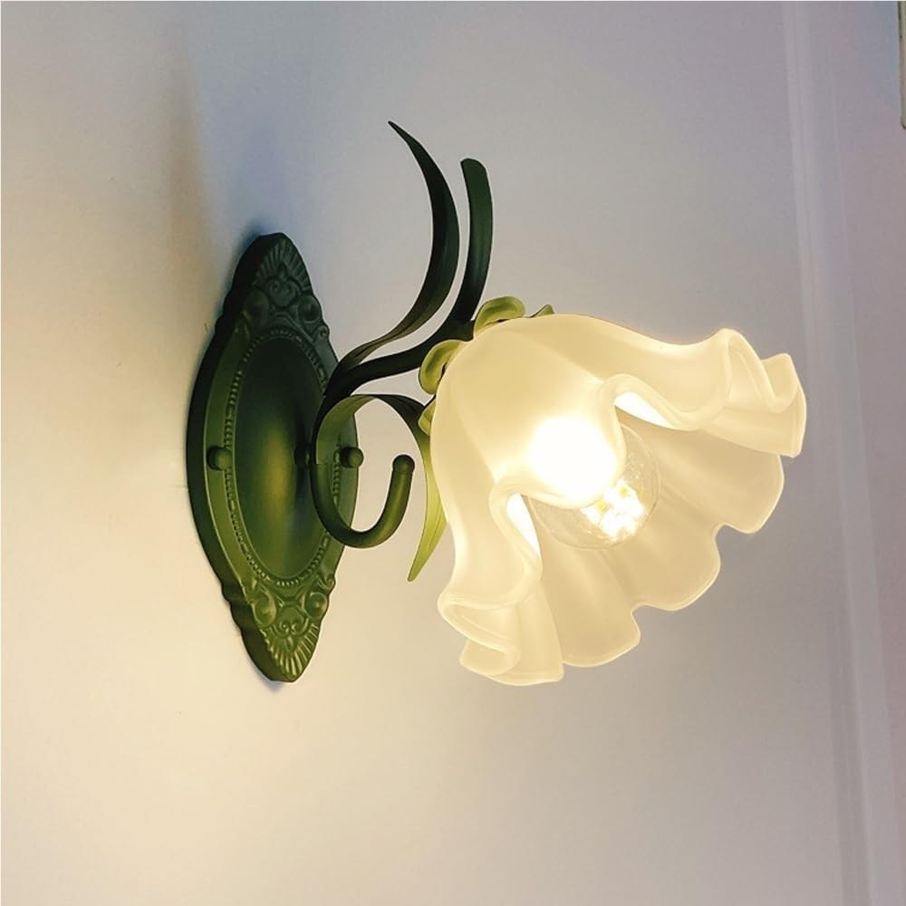 HYJAUSXB Vinta Brass Wall Sconce with Green s e 1-Light Lamp for Bedroom Nightstand Bathroom E26/E27 Socket Retro Home Decor Lighting