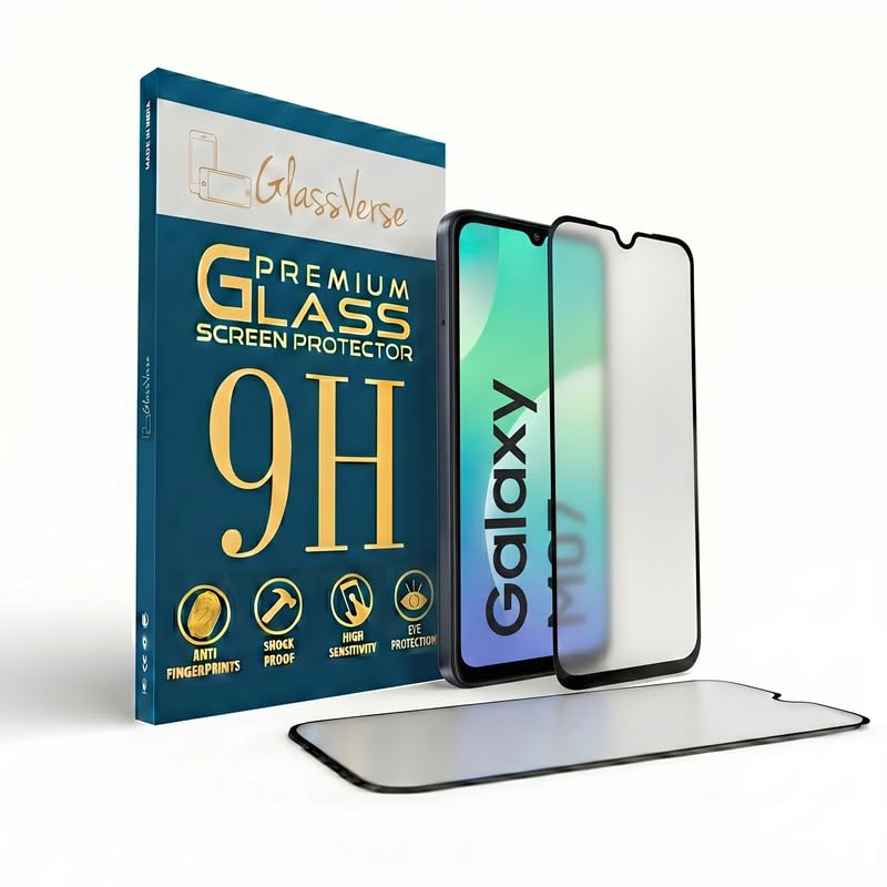 Image of GlassVerse Matte Tempered Glass for Samsung Galaxy M07 | Anti Glare, Smooth Touch Screen Protector, 9H Hardness, Edge to Edge, Case Friendly, Hassle-less Installation Kit Included. (Pack of 2)