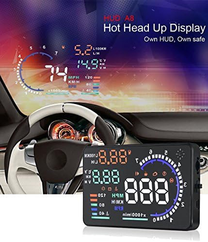 YICOTA 5.5" Original High Definition Car HUD Head-Up Display Advanced Windshield LED Projector Fit for OBD II EOBD System Model Cars (A8)