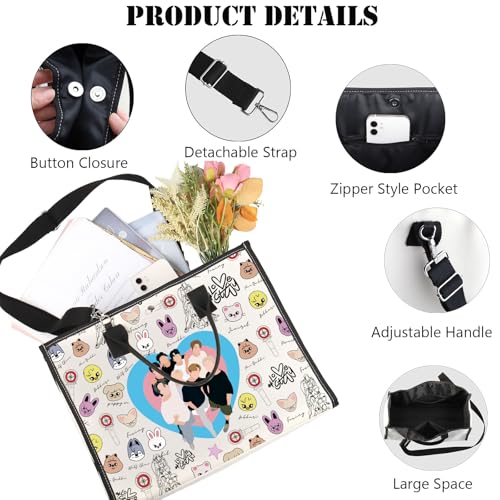 Image of JNIAP Korean Group Stay Tote Bag Korean Group Stay Gifts Korean Music Lover Gifts Korean Music Shoulder Bag Stay Merchandise