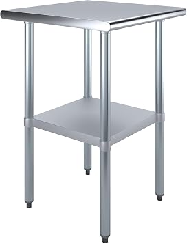 KPS Commercial Stainless Steel Work Prep Table 24" x 24" NSF Certified Heavy-Duty Table with Adjustable Undershelf for Restaurant, Kitchen, or Garage Use