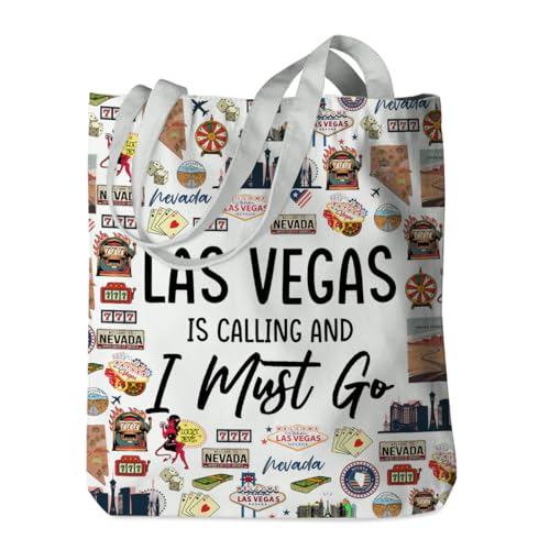 New York Chicago Nashville Paris Itália Los Angeles Las Vegas Lover Gifts Tote Bag Beach Bag Travel Souvenir Gift, Las Vegas is Calling, 13.8x15.7 inch