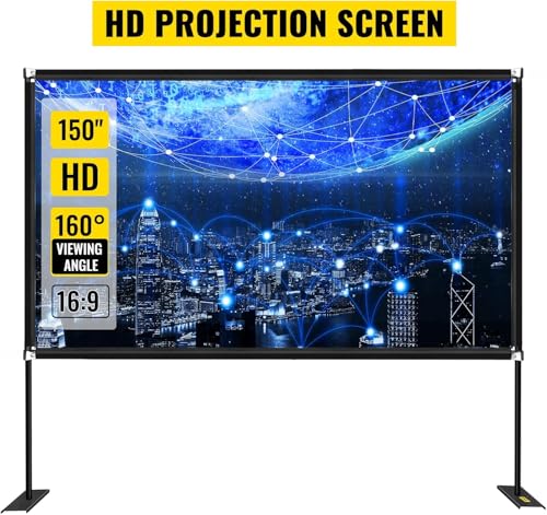 Pantalla de proyección portátil con soporte y bolsa de almacenamiento, ángulo ancho HD para cine en casa y exterior, B-80 pulgadas miniatura 3