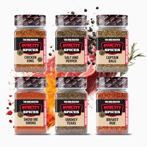 SunCity BBQ Rubs Geschenkset – 6x 250g Gewürzmischung für Pulled Pork, Ribs, Brisket & Chicken...