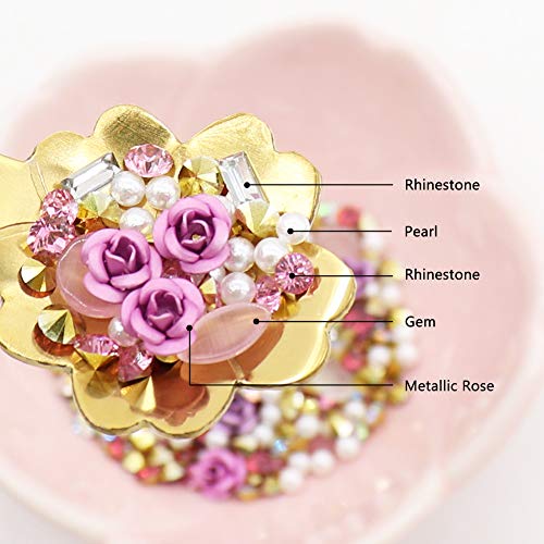 8 Boxes Nail Art 3D Rose Rhinestones Set, Mixed Gems Metal Flower Charms Pearl For Acrylic Nail Tips Design False Nail Supplies Women Girl Manicure Decoration Diy Craft Acessory #TOP4