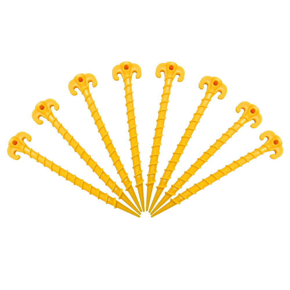 Canopy Stakes Canopy Anchors Beach Tent Stakes Heavy Duty Screw Shape 25 cm 10 inch - 8 Pack Yellow …