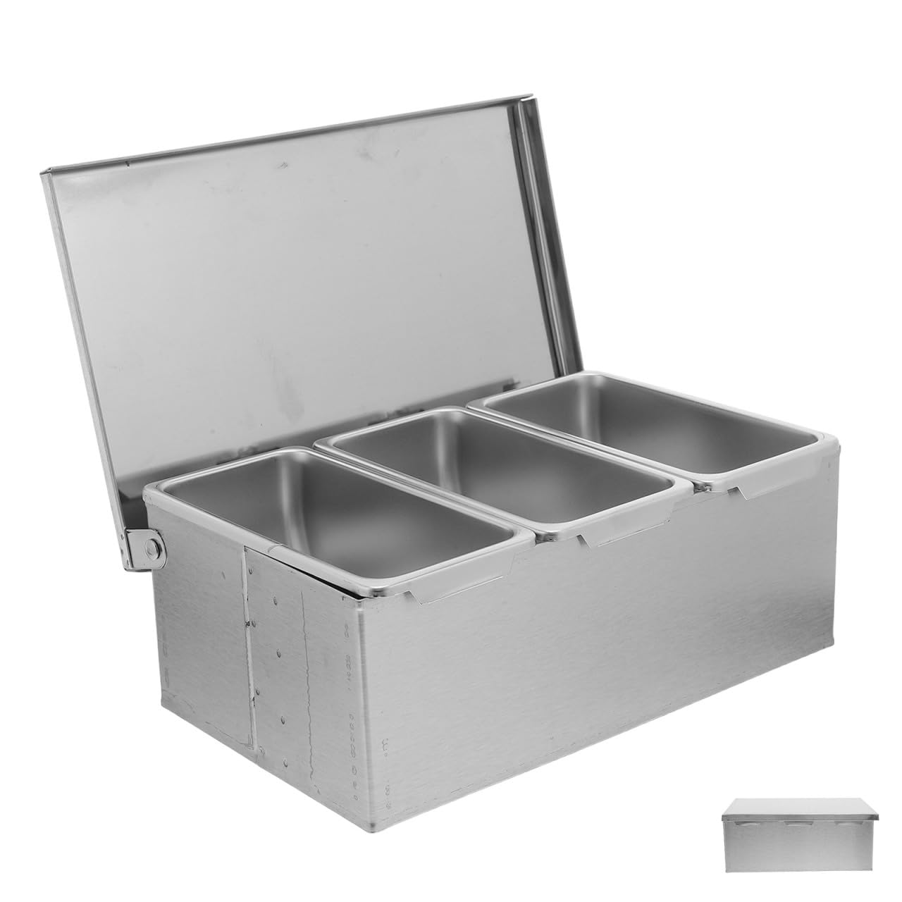 POPETPOP Caja Dispensadora de Especias de Acero Inoxidable con 3 Compartimentos, Tapa y Cuchara para Almacenar Condimentos en Cocina durante Meses de Verano