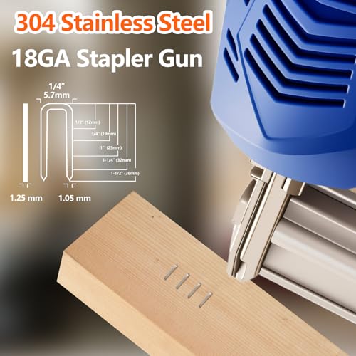 Image of 1000-Count 1 /2- Inch Length 304 Stainless Steel 18 Gauge 1 /4 Inch Narrow Crown Staples, for Pneumatic, Electric 18GA Stapler Gun