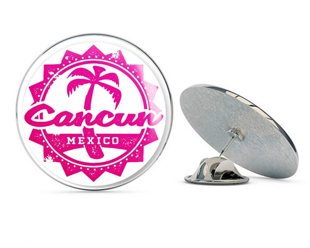 Cancun Mexico Round Metal 0.75" Lapel Pin Hat Shirt Pin Tie Tack Pinback