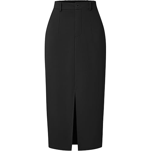 ZESICA Pencil Midi Skirt for Women 2026 Summer High Waisted Slit Bodycon Long Skirts Business Casual Work Office Outfits