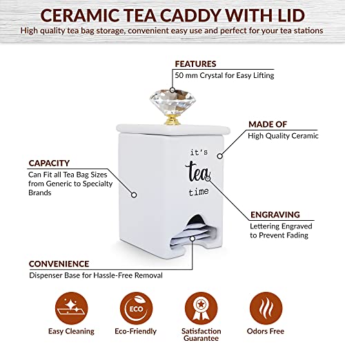 Mantha Homes Tea Caddy - Cute Tea Bag Organizer - Easy Access Tea Bag Holder And Dispenser Ceramic Tea Storage - Tea Accessories - Great For Tea Bars And Tea Gifts #TOP1