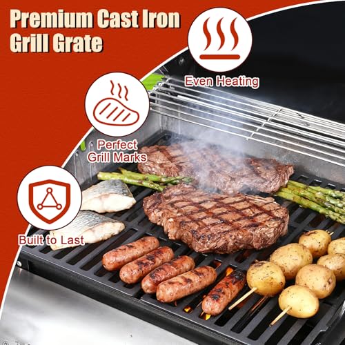 Denmay 7638 44,5 x 60,6cm Grillrost Gusseisen für Weber I & II Spirit E/S 310, 320, 330 Classic (mit vorderen Brennerknöpfen), Grillrost für Spirit 700, Genesis Silver B/C Grills