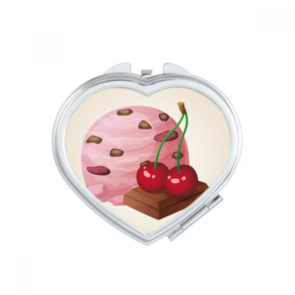 Miroir de maquillage portable compact avec motif chocolat cerise violette pour sac à main