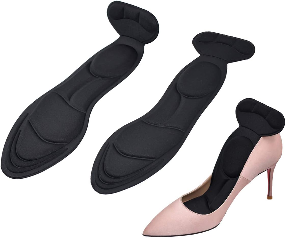 2 Pairs Heel Insoles, Heel Cushions, Shoe Insoles, Sponge Shoes Pads with High Heel Inserts for Women Loose Shoes, Foot Pain, Metatarsal Pain, Arch Pain, Heel Sore & Heel Spurs