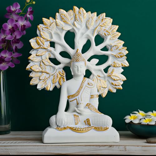 Image of Global Grabbers Buddha Statue Showpiece Idol Home Decor Decoration Items for Living Room and Gifts (White)