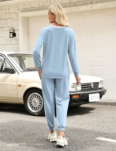 Image of Marvmys Women Long Sleeve Tracksuits Fashion 2 Piece Lounge Set Travel Outfits Jogger Set