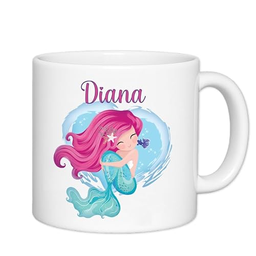 Tendance Cadeau - Tasse enfant résistante personnalisée – Ajoutez le prénom | Cadeau original pour enfant | Plusieurs motifs | Plastique solide | 180mL (Sirène 2)