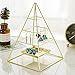 Simmer Stone 3 Tier Pyramid Hanging Jewelry Organizer, Metal Jewelry Display Stand with Tray, Decorative Tower Holder Storage Rack for Earring, Necklace, Bracelet and Accessories, Gold