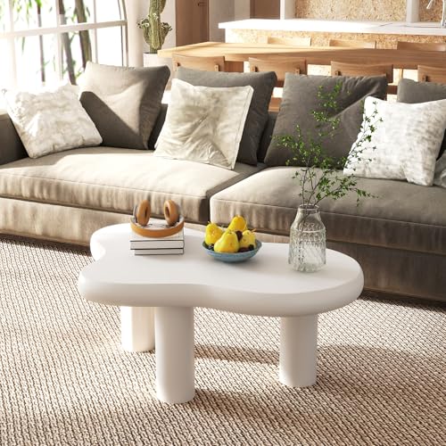 Table basse blanche durable 86cm pour effacer les traces de verre salon - 2