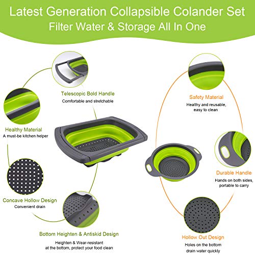 image for Enido 11 PCS Collapsible Colander/Stariner Over the Sink with Expandab