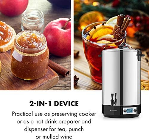 Bild 6 - Klarstein KonfiStar 40 Digital Einkochautomat Einkochtopf Einkocher Heißgetränkespender, 40 Liter, 2500 Watt, 30-100 °C, Timer, Warmhalte-Funktion, Deckel mit Verschluss, Edelstahl poliert
