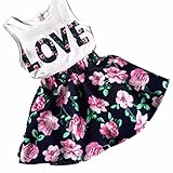 ❣❣T-Shirt und Rock Kollektion Set Mädchen Kurzarmshirt Kleinkind Baby Mädchen Kinder Kleidung Langarm Dot Deer Tops T-Shirt Kleid Säugling neugeborenes Mädchen Kleidung Set Outfit Baby Kleidung Kinder Mädchen Love Graffiti Scribble Aufdruck Bauchfreies Top Rock Set Kinder Trikot Set 2pcs Kleinkind Baby Mädchen Outfits Lutscher Tops + kurze rock Kleider Set Mädchen Sleeveless T-Shirt mit Shorts Set Kleidung