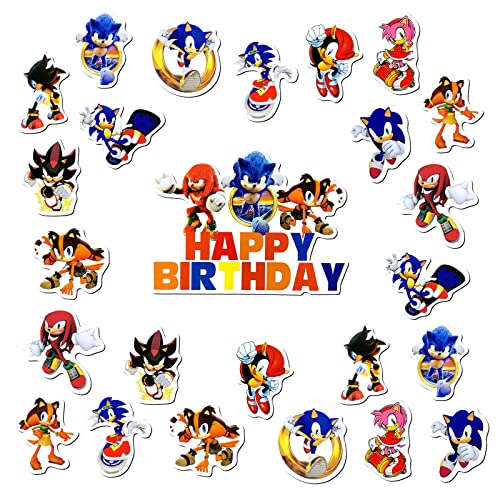 25 Pcs Sonic Birthday Cake Toppers And Cupcake Toppers For Boys Girls - Theme Party Decorations Supplies #TOP24