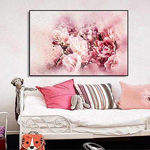 Peinture à l’huile de pivoine rose pour habiller un mur vide de salon avec élégance