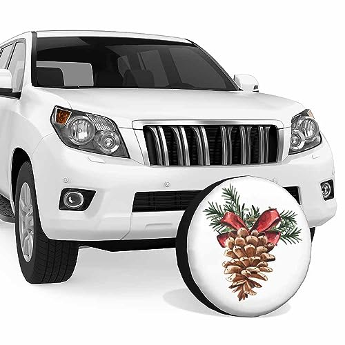 Image of Pine Cone Spare Tire Cover Hand Drawn Watercolor Christmas Day Decoration Botanical Weatherproof Universal Wheel Protectors Camper Tire Covers for Trailer Rv Travel(17 inch)
