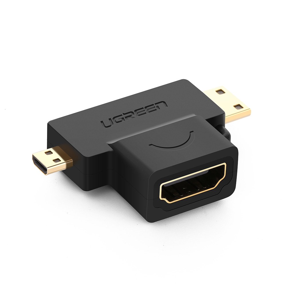 UGREEN 2-in-1 Mini HDMI and Micro HDMI Male to HDMI Female Adapter Gold Plated for Smartphones Tablets and Cameras etc