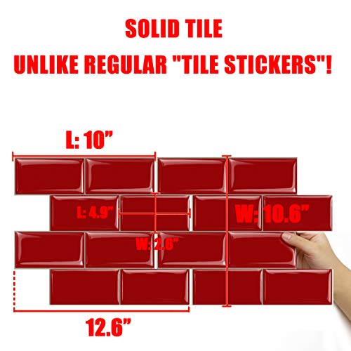 Stickgoo Peel And Stick Subway Tile, Stick On Tiles Backsplash For Kitchen & Bathroom In Red (Pack Of 10, Thicker Design) #TOP1