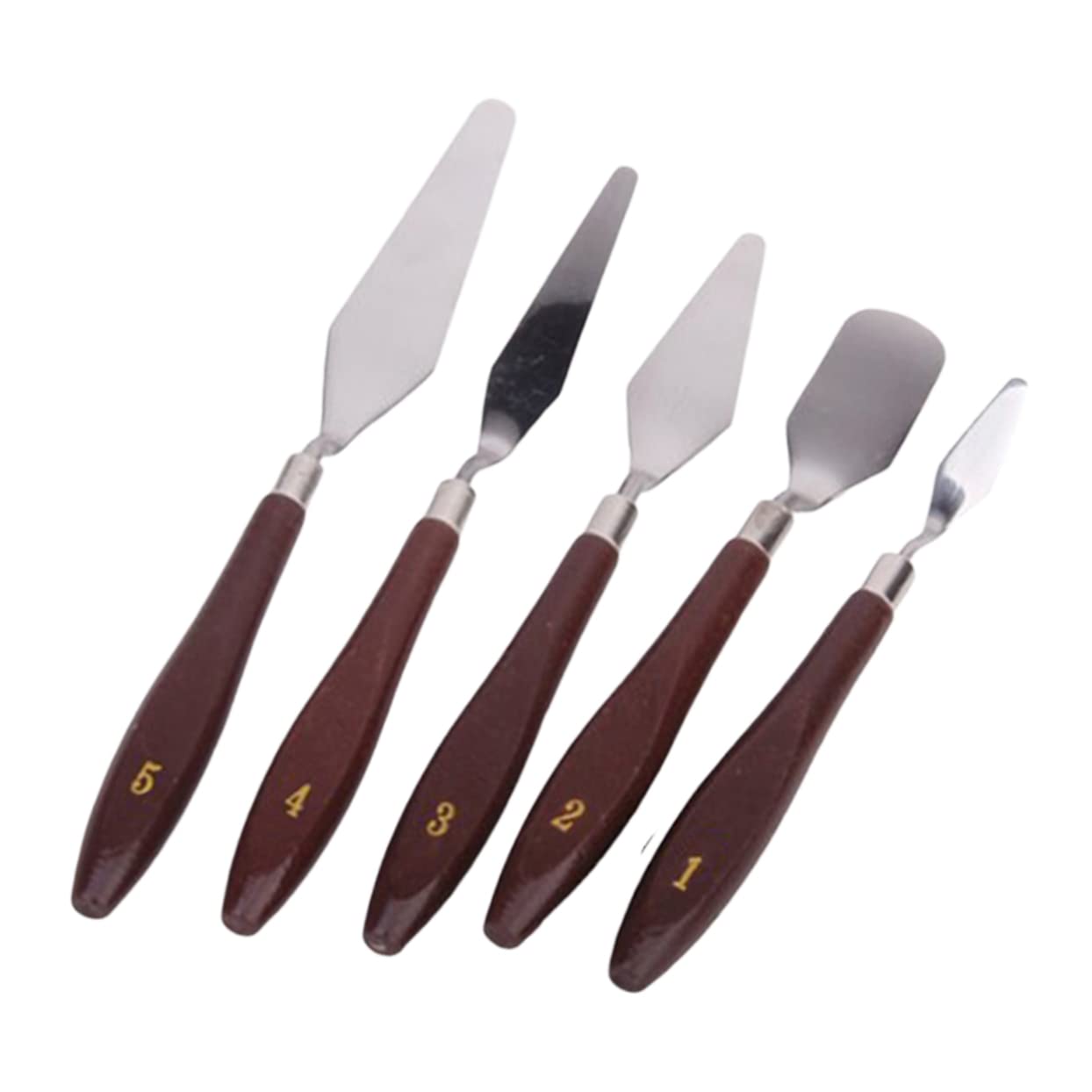 KONTONTY Oil Painting Spatula Knife 5pcs Stainless Steel Palette Knife Set (reddish)