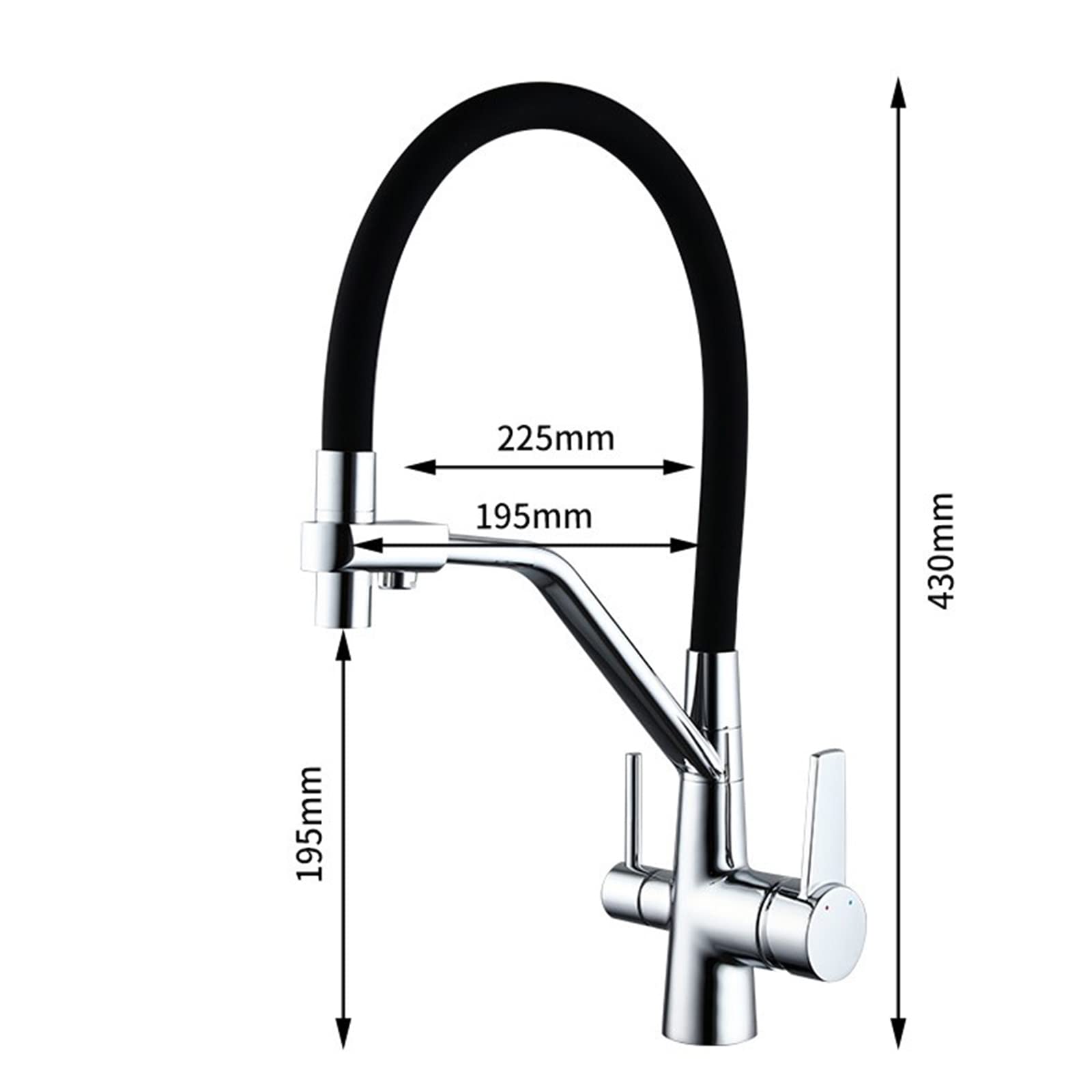 Grifos de Cocina con Salida de Agua Potable filtrada, Grifo de Cocina abatible Giratorio de 360°, Mezclador de Cocina de latón Macizo de Agua fría y Caliente