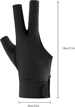 JIAHG 2 Pcs Billiard Pool Glove for Left or Right Hand 3 Fingers Non-Slip Breathable Snooker Cue Sport Glove