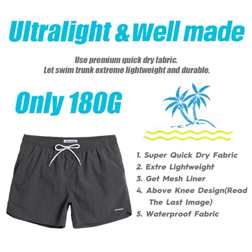 Image of maamgic Mens Swim Trunks 5 inch with Mesh Lining Quick Dry Bathing Suits for Men Swim Shorts Swimwear