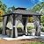 Aoxun 10’x10’ Hardtop Gazebo, Permanent Metal Pavilion with Galvanized Steel Double Roof, Outdoor Pregola for Lawn, Garden, Patio (Black)