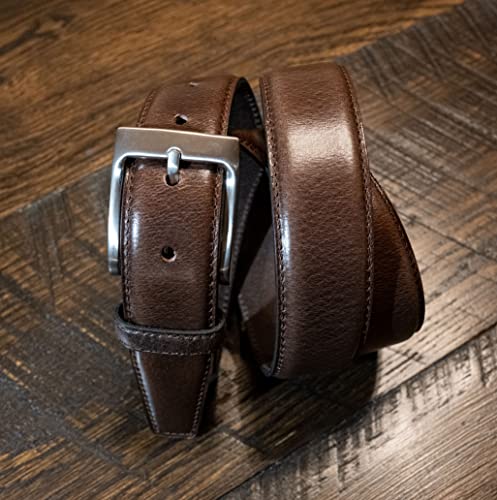 Genuine Buffalo Leather Dress Belt 1-3/8" (35mm) - Black, Brown, or Tan3