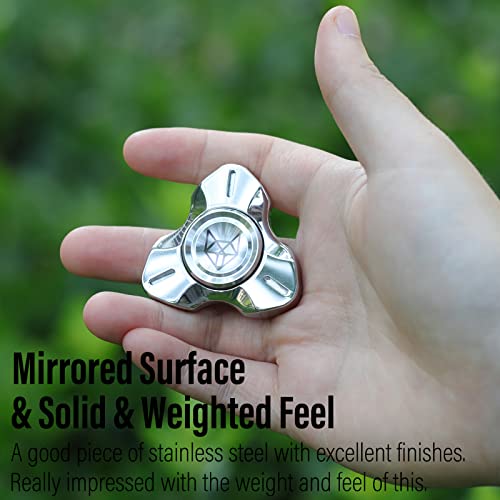 Image of FREELOVE Premium Metal Fidget Spinner for Adults, Stainless Steel Heavy Silent Spinner with Precision Bearing, Small Office Desk Toy & EDC for Stress Relief Focus ADHD, Pro Silver