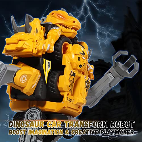 Dinosaur Transformer Toys, 5 In 1 Robots Construction Vehicles Set, Dino Robot Transformer Action Figures Magnetic Assemble Toys For Boys 4-10, Take Apart Cars Set For Kids Toddler Birthday Gifts #TOP2