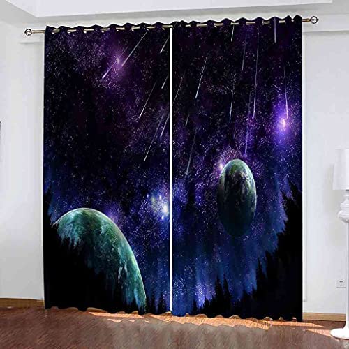 Curtains For Kids Bedroom Fantasy Universe Planet 3D Pattern
