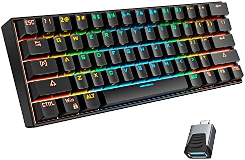 hiwings Mechanical Gaming Keyboard 60%, Wireless/Wired Bluetooth Mechanical Keyboard with RGB Backlit/Full Anti-ghosting 61Keys Compact Mini Keyboard (Blue Switch)