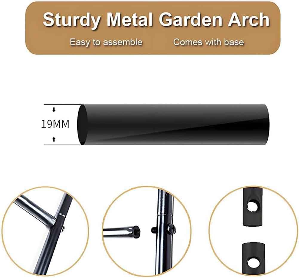 Szeroki metalowy łuk ogrodowy, krata, 120 cm, 140 cm, 240 cm, elegancka pergola na wesela, imprezy, dekoracja wewnątrz i na zewnątrz, czarna rama, 2,4 m x 2,2 m podparcie łuku