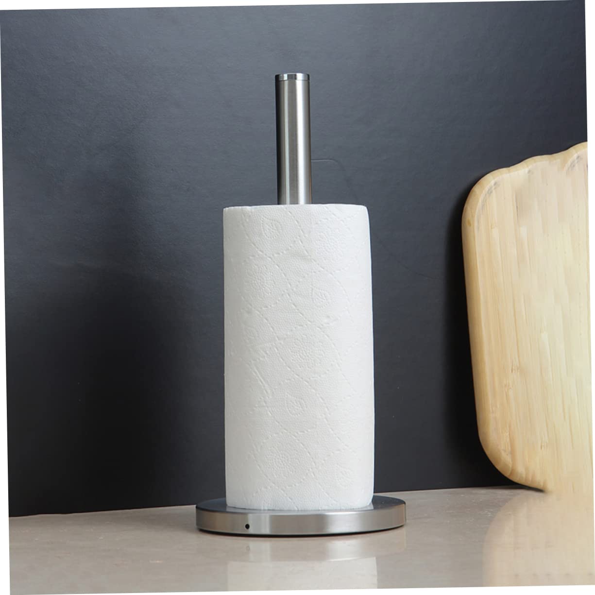 Portarotolo Carta Cucina Verticale in Acciaio Inox Argento | 1 Pezzo, Design Semplice e Creativo, Struttura Resistente All’usura e Antiurto, per Rotolo Carta Cucina